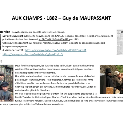 AUX CHAMPS -  NOUVELLE REALISTE - Guy de MAUPASSANT