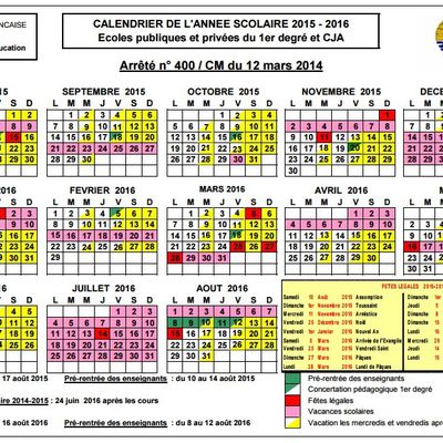 Calendrier scolaire 2015-2016