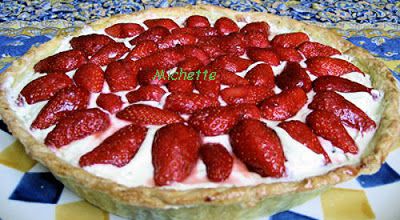 Tarte aux fraises, mascarpone, chocolat blanc, pistaches