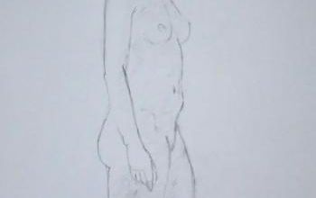 Nu debout au crayon
