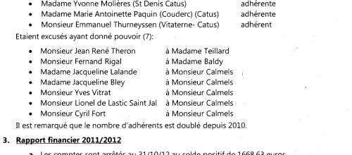 Compte rendu de la réunion de l'Association des Amis de St Denis-Catus
