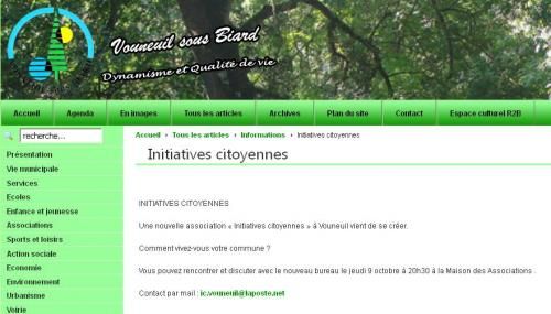 annonce sur le site de la Mairie de Vouneuil sous Biard