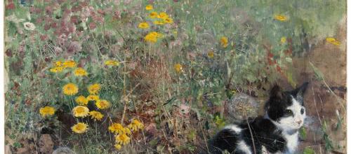 Tableau du samedi : Chat dans une prairie fleurie