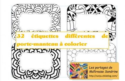 Etiquettes porte-manteau à colorier