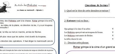 Littérature ASH : texte adapté de la tribu des préhistos