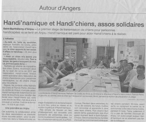 Un article de l'Ouest France Handi'chiens & Handi'namique le 22/09/18