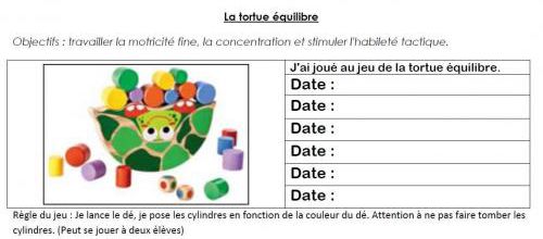 La tortue équilibre (fiche de suivi)