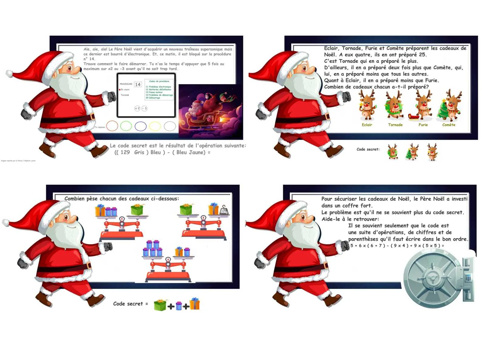 24 énigmes pour calendrier de l'avent escape game de Noël