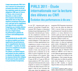 Résutats PIRLS 2011 en Lecture