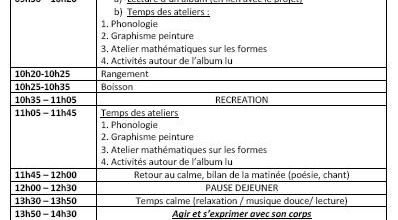 Emploi du temps GS