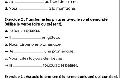 Aller et faire au présent : des exercices CE1