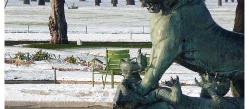 Jardin des Tuileries : Tigre terrassant un crocodile, d'Auguste Caïn