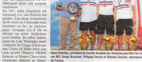 BROUSSET CHAMPION DE FRANCE en M2 / La Tribune et Dauphiné 11/12 JUILLET 2018