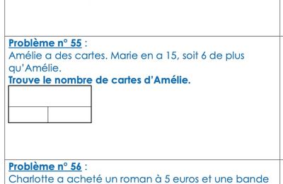 Différenciation niveau CP : Problèmes adaptés n°54 à 56