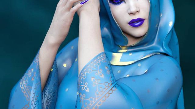 Portrait de femme fantasy en bleu (Daz Studio)