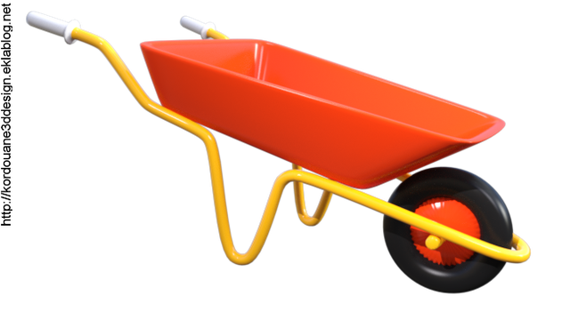 Tube de jouet : Brouette rouge (render)