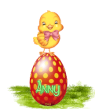 527 - Poussin sauteur, Pâques, gif anime, signature