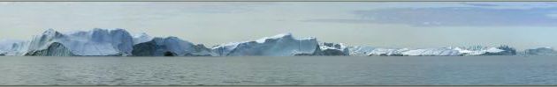 Vues sur le flanc de l'amas d'icebergs issus du Glacier Isfjord (zooms de 1100 à 250 mm) - Baie de Disko - Groenland