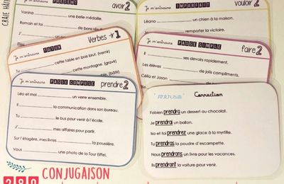 Conjugaison cycle 3 : tableaux, cartes d'entrainement, tests