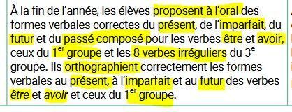 CE1 : Programme de conjugaison 2019
