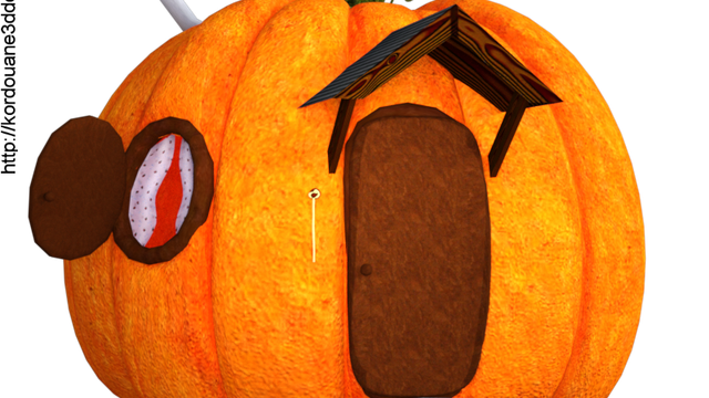 Tube de maison citrouille pour Halloween (render) 