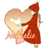 654 B - Fille et oiseau hiver - signature blinkie gif animé