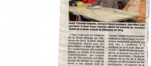 BOULE AMICALE - LA TRIBUNE DU 22 MARS 2012