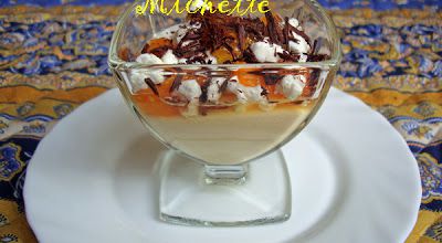 Verrine crème citron, meringue, mandarine, confiture d'orange, copeaux de chocolat