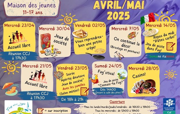 Programme Avril / Mai / Juin 2025