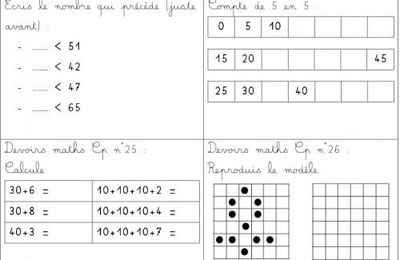 Devoirs maths CP (période 3)