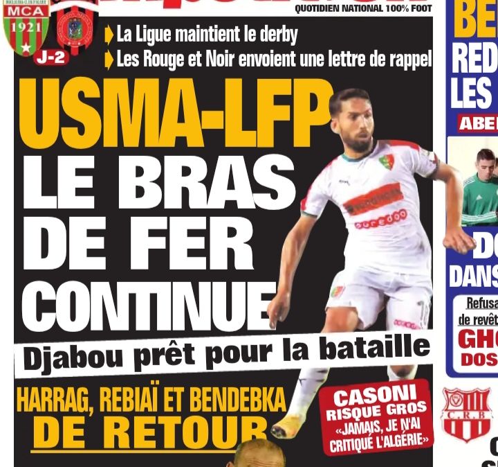 Derby USMA refuse de jouer le Samedi 
