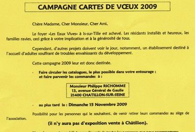 La campagne "cartes de Voeux" 2009 au profit de l'ADAPEI..