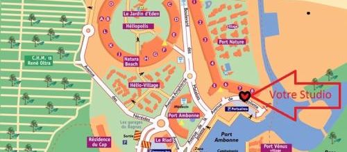 Localisation du Studio dans le Village Naturiste