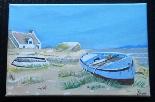 En peinture acrylique : la barque