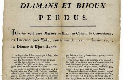 Les BIJOUX VOLES de la CONTESSE Du BARRY, les premiers vendus chez CHRISTIE"S en 1795