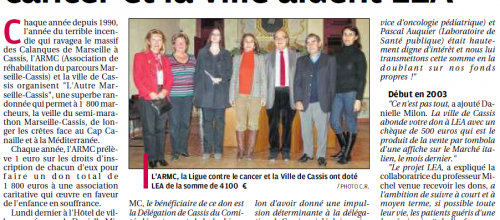 Cassis : L'ARMC, la Ligue contre le cancer et la ville aident LEA