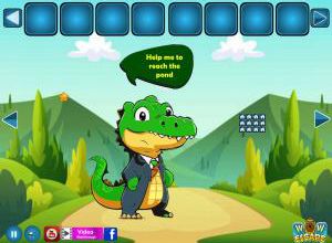Crocodile reach the pond soluce
