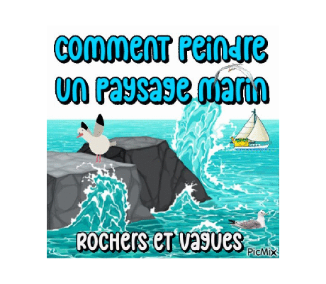 Dessin et peinture - vidéo 4480: Comment peindre un paysage marin avec rochers et vagues ? - huile, acrylique.