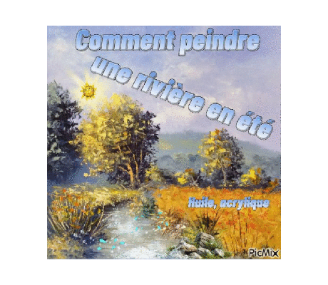 Dessin et peinture - vidéo 4517 : Comment peindre au couteau à palette, une rivière en été 2/3 ? - huile, acrylique.