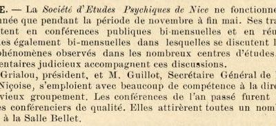 Spirites à Nice (Bulletin de l'Union spirite française, v9, 1929)