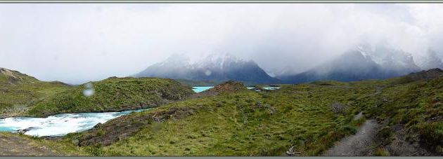 Salto Grande sur le Rio Paine : les cascades du déversoir du Lago Nordenskjöld dans le Lago Pehoe - Parque Torres del Paine - Patagonie - Chili