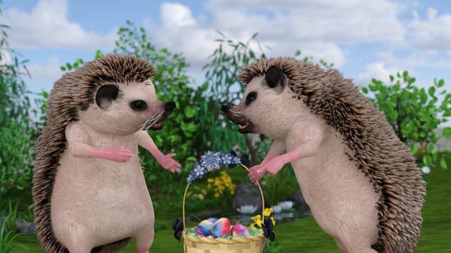 Fond d'écran : Les hérissons de Pâques (DazStudio)