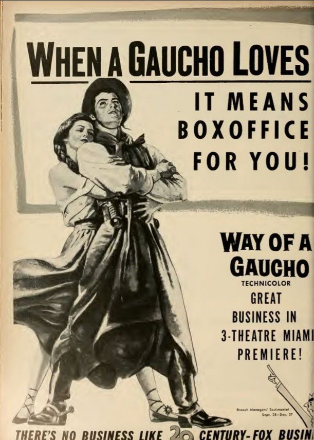 WAY OF A GAUCHO BOX OFFICE USA 1952