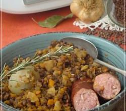 SAUCISSE DE MONTBÉLIARD AUX LENTILLES AU THERMOMIX