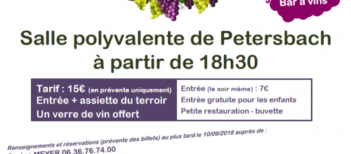 Soirée Vigneronne le 22 septembre 2018 ANNULEE 
