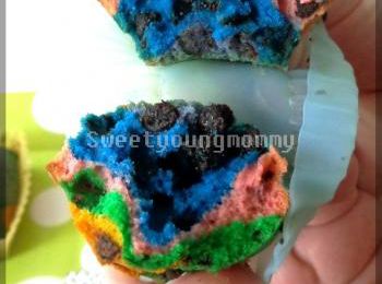 Muffins aux pépites de chocolat multicolores sans protéines de lait de vache