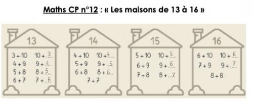 Leçon maths CP n°12 : les maisons de 13 à 16