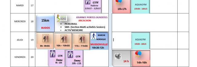 Planning Hebdo / semaine du 16 au 22 septembre 24