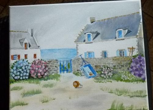Peinture acrylique: les hortensias
