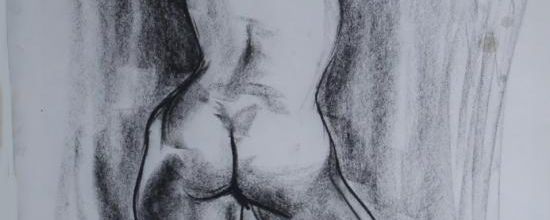Jeudi - Dans mes archives : Contre le mur (fusain)